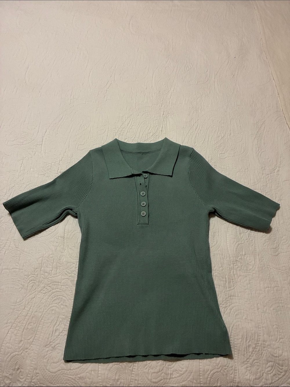 NWT Classic V-Neck Polo Sweater in Sage Green